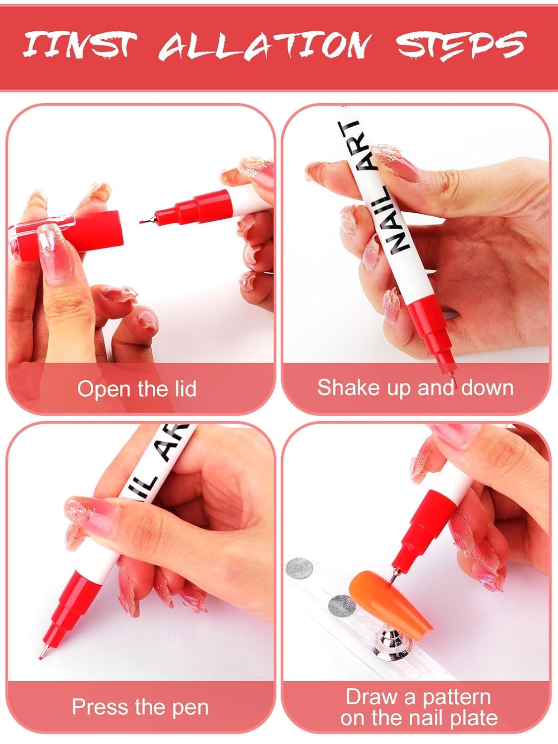 3D Nail Art Pens Set – DIY Nail Drawing & Dotting Tools for Creative Manicure