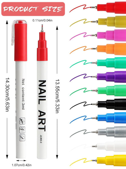 3D Nail Art Pens Set – DIY Nail Drawing & Dotting Tools for Creative Manicure
