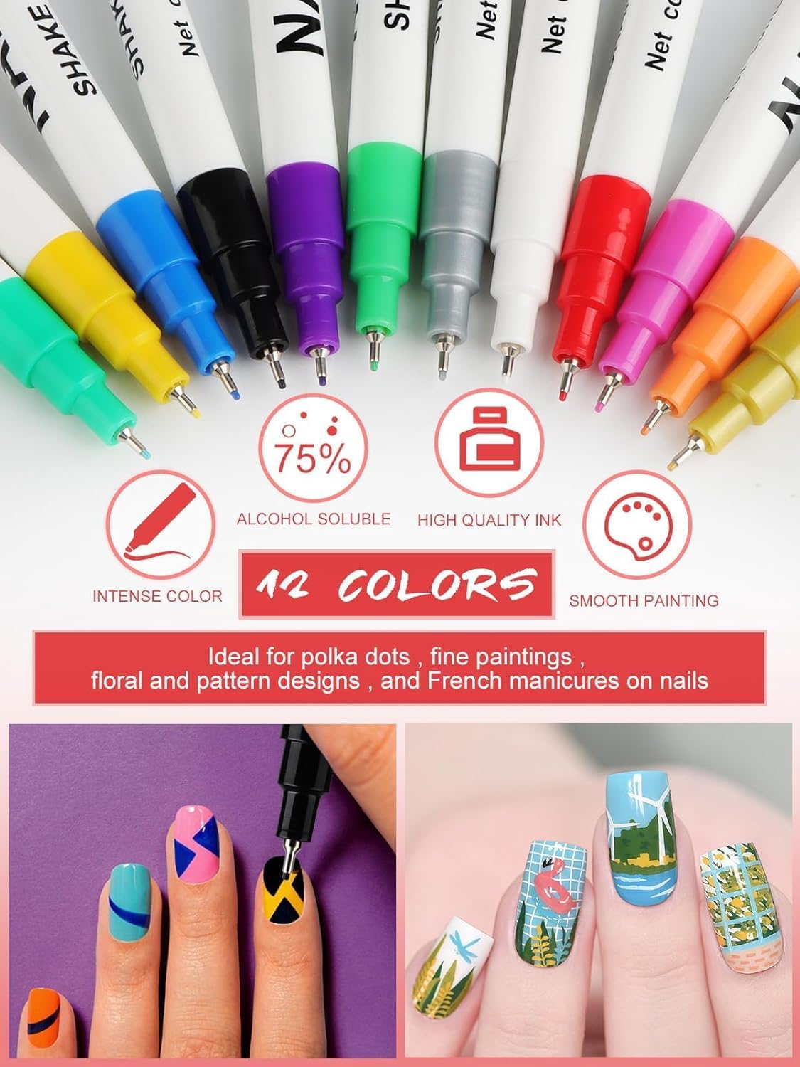 3D Nail Art Pens Set – DIY Nail Drawing & Dotting Tools for Creative Manicure