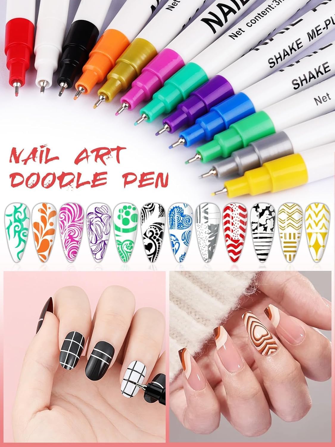 3D Nail Art Pens Set – DIY Nail Drawing & Dotting Tools for Creative Manicure