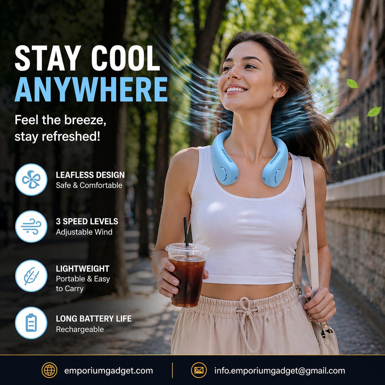 Hands Free Bladeless Portable Neck Fan