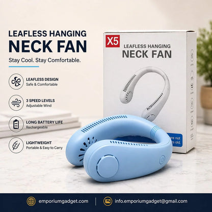 Rechargeable Leafless Hanging Neck Fan