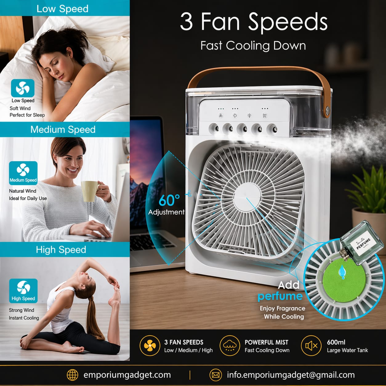 Mini Air Cooling Fan – Portable USB electric supply Desk Cooler for Home, Office, Travel